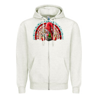 Oatmeal Heather festive gnome with gifts Zipper Hoodie - CowhideDigitalArt