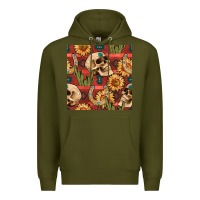 Army Green western skull aztec seamless pattern Premium Hoodie - BundleAndBundleShop