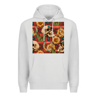 Dove Grey western skull aztec seamless pattern Premium Hoodie - BundleAndBundleShop
