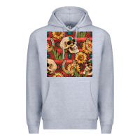 Heather Grey western skull aztec seamless pattern Premium Hoodie - BundleAndBundleShop
