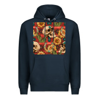 Navy western skull aztec seamless pattern Premium Hoodie - BundleAndBundleShop