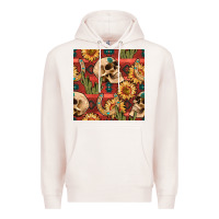 Pale Pink western skull aztec seamless pattern Premium Hoodie - BundleAndBundleShop