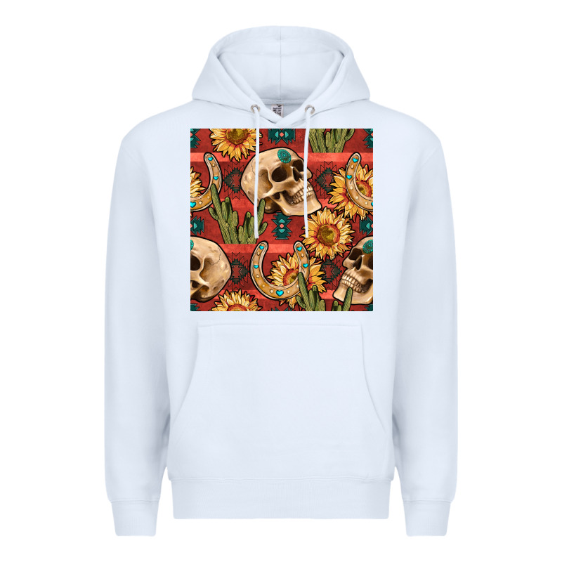 Western Skull Aztec Seamless Pattern Premium Hoodie by BundleAndBundleShop | Teevron