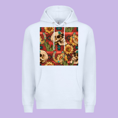 Western Skull Aztec Seamless Pattern Premium Hoodie Designed By Bundleandbundleshop