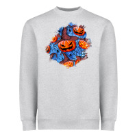 Heather Grey halloween pumpkin patch  5 Heavyweight Sweatshirt - BundleAndBundleShop