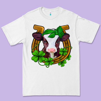 Lucky Horseshoe 4 Leaf Clover Baby Calf Premium Tee Designed By Jasminsmagicworld