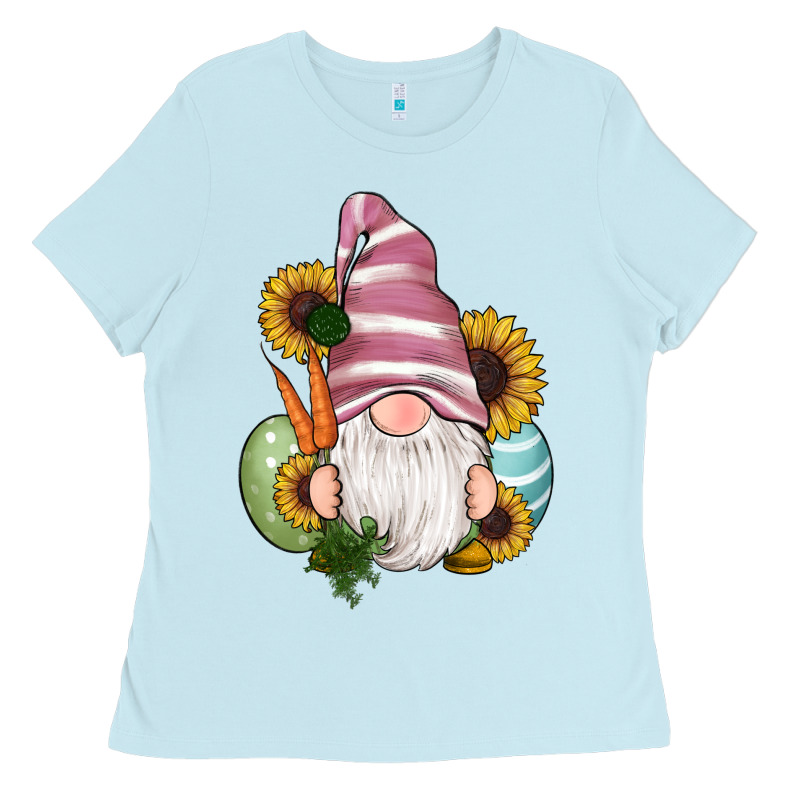 Easter Gnomes Egg Carrot Sunflowers Ladies Tee by RanaPortraitStore | Teevron