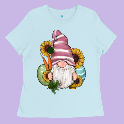 Easter Gnomes Egg Carrot Sunflowers Ladies Tee Designed By Ranaportraitstore