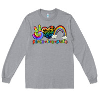 Heather Grey Peace love pride Long Sleeve Tee - CowGirlArtShop