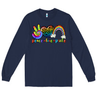 Navy Peace love pride Long Sleeve Tee - CowGirlArtShop