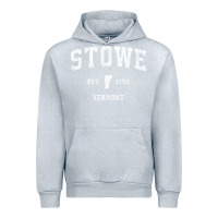 Heather Grey Stowe Vermont Vt Vintage Athletic Sports Urban Hoodie - minhPixels
