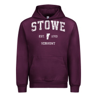 Mauve Wine Stowe Vermont Vt Vintage Athletic Sports Urban Hoodie - minhPixels