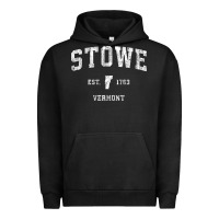 Pigment Black Stowe Vermont Vt Vintage Athletic Sports Urban Hoodie - minhPixels