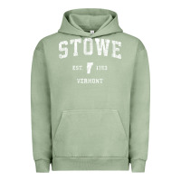 Pigment Oil Green Stowe Vermont Vt Vintage Athletic Sports Urban Hoodie - minhPixels