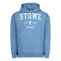 Pigment Pebble Blue Stowe Vermont Vt Vintage Athletic Sports Urban Hoodie - minhPixels