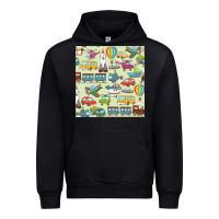 Planes, Trains, And Automobiles Pattern Chiffon Top Urban Hoodie | Teevron