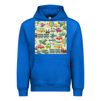 Cobalt Planes, Trains, and Automobiles pattern Chiffon Top Urban Hoodie - minhPixels