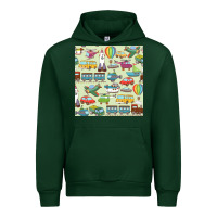 Forest Green Planes, Trains, and Automobiles pattern Chiffon Top Urban Hoodie - minhPixels