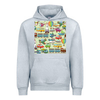 Heather Grey Planes, Trains, and Automobiles pattern Chiffon Top Urban Hoodie - minhPixels