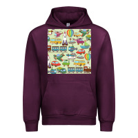 Mauve Wine Planes, Trains, and Automobiles pattern Chiffon Top Urban Hoodie - minhPixels