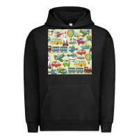 Pigment Black Planes, Trains, and Automobiles pattern Chiffon Top Urban Hoodie - minhPixels