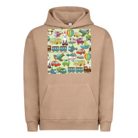 Pigment Burro Planes, Trains, and Automobiles pattern Chiffon Top Urban Hoodie - minhPixels