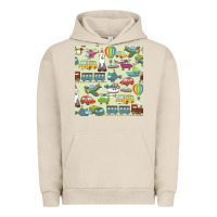Pigment French Oak Planes, Trains, and Automobiles pattern Chiffon Top Urban Hoodie - minhPixels
