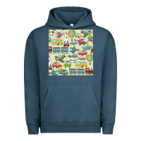 Pigment Midnight Navy Planes, Trains, and Automobiles pattern Chiffon Top Urban Hoodie - minhPixels