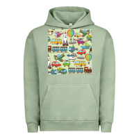 Pigment Oil Green Planes, Trains, and Automobiles pattern Chiffon Top Urban Hoodie - minhPixels