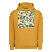 Pigment Peanut Butter Planes, Trains, and Automobiles pattern Chiffon Top Urban Hoodie - minhPixels