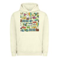 Pigment Pistachio Planes, Trains, and Automobiles pattern Chiffon Top Urban Hoodie - minhPixels