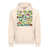 Sandshell Planes, Trains, and Automobiles pattern Chiffon Top Urban Hoodie - minhPixels