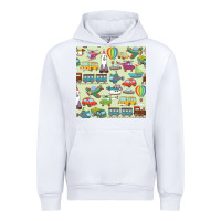 White Planes, Trains, and Automobiles pattern Chiffon Top Urban Hoodie - minhPixels