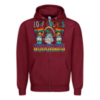 Burgundy love gnomes nobounds Zipper Hoodie - SublimationCraftShop