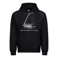 Black Life Is Better On A Boat Sailboat Sketch Cool Sailing Gifts Urban Hoodie - minhPixels