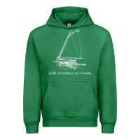 Emerald Life Is Better On A Boat Sailboat Sketch Cool Sailing Gifts Urban Hoodie - minhPixels