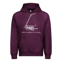 Mauve Wine Life Is Better On A Boat Sailboat Sketch Cool Sailing Gifts Urban Hoodie - minhPixels