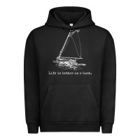 Pigment Black Life Is Better On A Boat Sailboat Sketch Cool Sailing Gifts Urban Hoodie - minhPixels