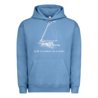 Pigment Pebble Blue Life Is Better On A Boat Sailboat Sketch Cool Sailing Gifts Urban Hoodie - minhPixels