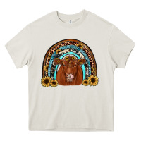 Cream red angus rainbow Heavy Core Tee - JahusDesignShop