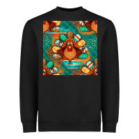 Black thanksgiving  turkey seamless pattern Heavyweight Sweatshirt - BundleAndBundleShop