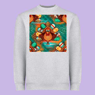 Thanksgiving  Turkey Seamless Pattern Heavyweight Sweatshirt Designed By Bundleandbundleshop