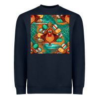Navy thanksgiving  turkey seamless pattern Heavyweight Sweatshirt - BundleAndBundleShop