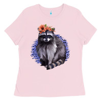 Bubblegum Pink Raccoon with Flowers Ladies Tee - Bettercallsaul