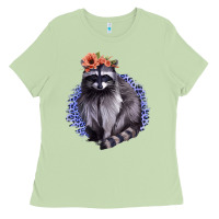 Matcha Raccoon with Flowers Ladies Tee - Bettercallsaul