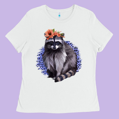 Raccoon With Flowers Ladies Tee Designed By Bettercallsaul