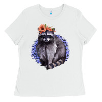 White Raccoon with Flowers Ladies Tee - Bettercallsaul