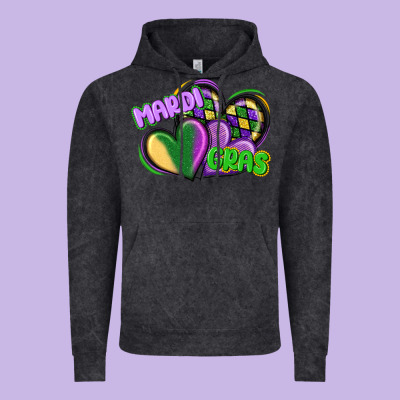 Mardi Gras Heart Vintage Hoodie Designed By Cowgirlartshop