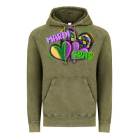 Vintage Olive mardi gras heart Vintage Hoodie - CowGirlArtShop