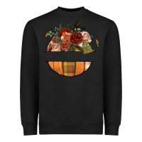 Black customize floral pumpkin Heavyweight Sweatshirt - BundleAndBundleShop